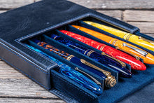 Load image into Gallery viewer, Galen Leather Leather Magnum Opus 6 Slots Hard Pen Case with Removable Pen Tray - Crazy Horse Navy