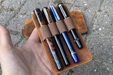 Load image into Gallery viewer, Galen Leather Slip-n-Zip 4 Slots Zippered Pen Pouch - Crazy Horse Brown