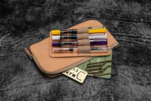Load image into Gallery viewer, Galen Leather Slip-n-Zip 4 Slots Zippered Pen Pouch - Undyed Leather
