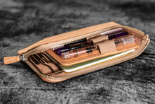 Load image into Gallery viewer, Galen Leather Slip-n-Zip 4 Slots Zippered Pen Pouch - Undyed Leather