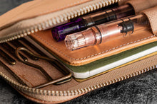 Load image into Gallery viewer, Galen Leather Slip-n-Zip 4 Slots Zippered Pen Pouch - Undyed Leather