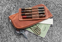 Load image into Gallery viewer, Galen Leather Slip-n-Zip 4 Slots Zippered Pen Pouch - Crazy Horse Tan