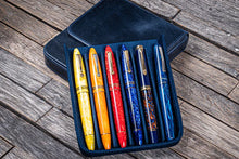 Load image into Gallery viewer, Galen Leather Leather Magnum Opus 6 Slots Hard Pen Case with Removable Pen Tray - Crazy Horse Navy
